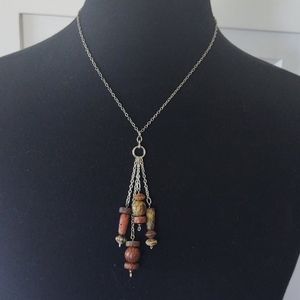 KORE Silver Necklace with Brown Beads